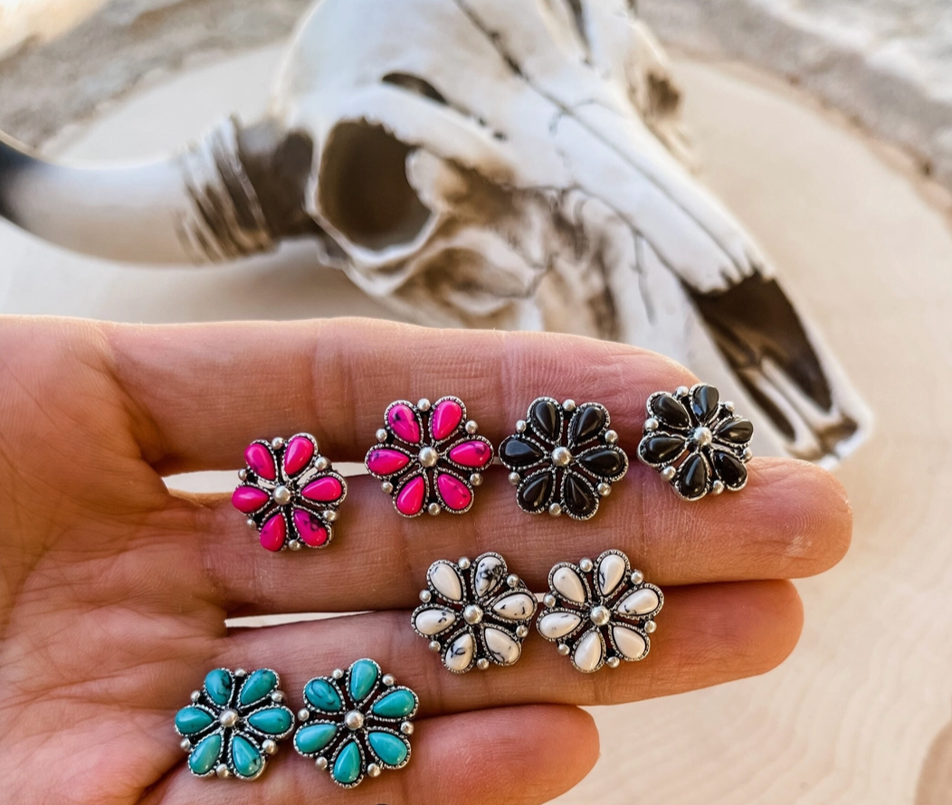 Annalise ” Western Flower Earrings ( Turquoise ) – Ale Accessories